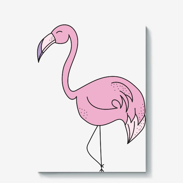 Холст «Розовый фламинго - милый принт»