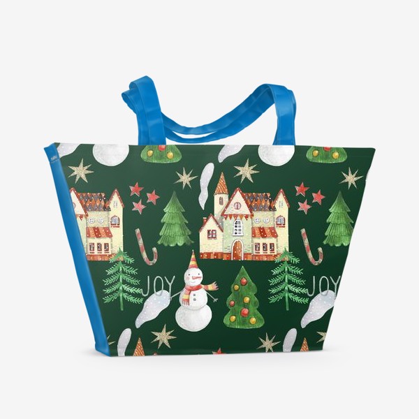 Пляжная сумка «Домики новогодние»