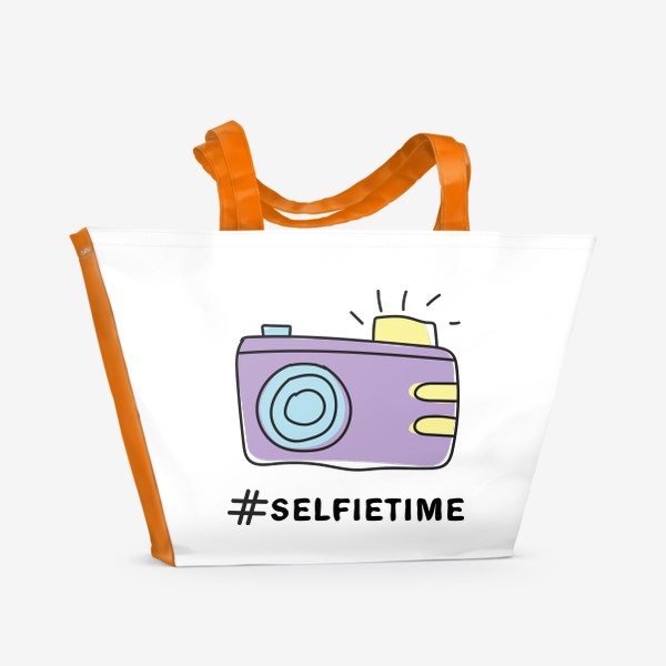 Пляжная сумка «Selfietime - Фиолетовый фотоаппарат»
