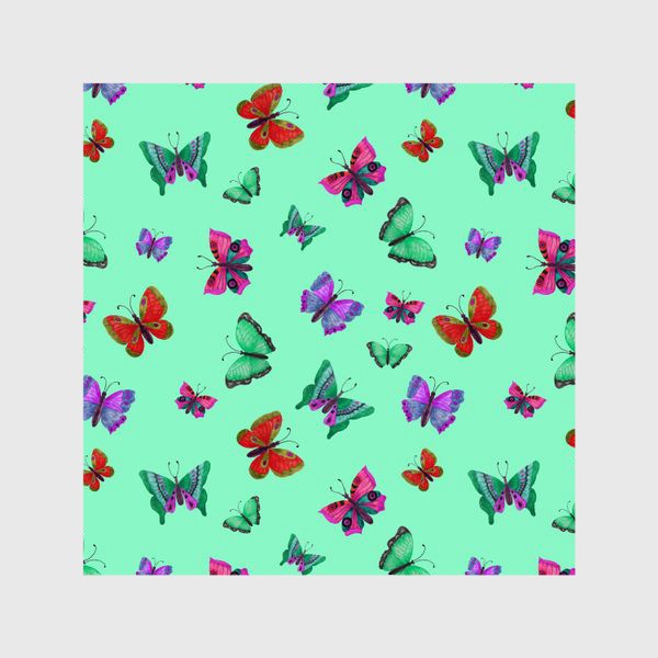 Шторы «Бабочки на зеленом фоне»