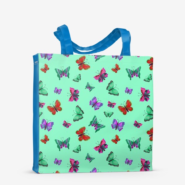 Сумка-шоппер «Бабочки на зеленом фоне»