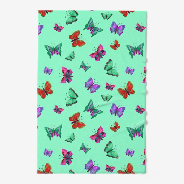 Полотенце «Бабочки на зеленом фоне»