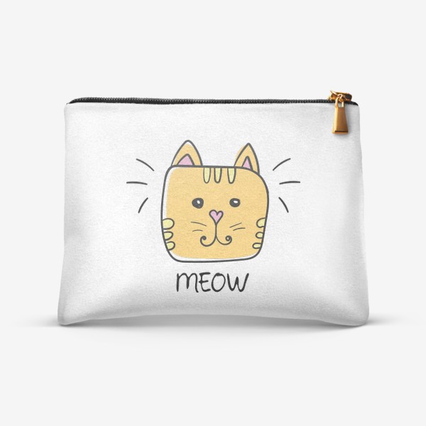 Косметичка «Meow - Мяу. Милый принт с желтым котом»