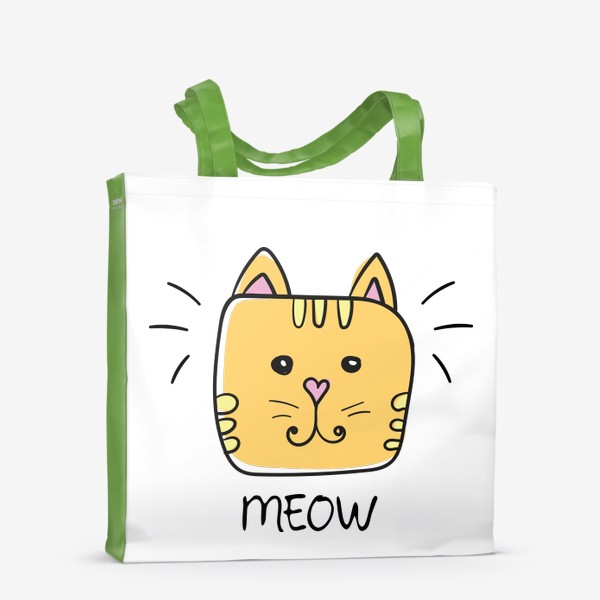 Сумка-шоппер «Meow - Мяу. Милый принт с желтым котом»