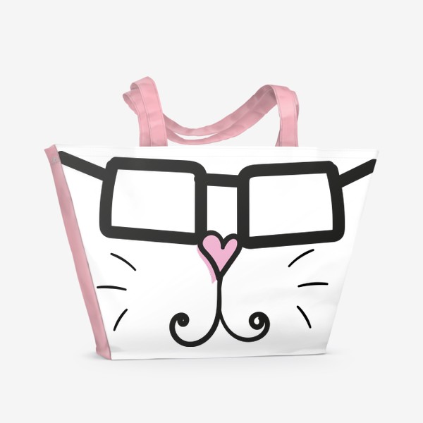Пляжная сумка «Кошачья мордочка в очках»