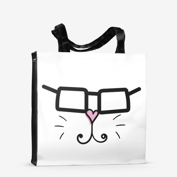 Сумка-шоппер «Кошачья мордочка в очках»