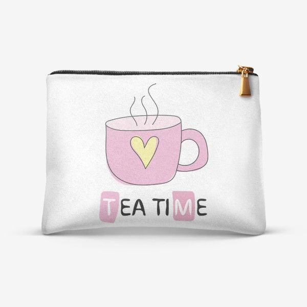 Косметичка «Tea time - Время пить чай - Розовая чашка с сердечком»
