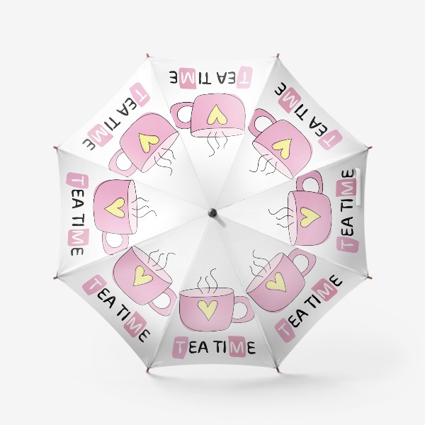 Зонт «Tea time - Время пить чай - Розовая чашка с сердечком»