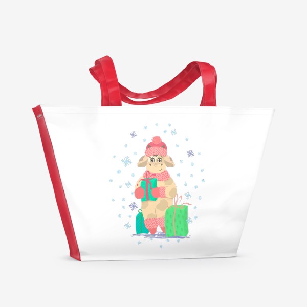 Пляжная сумка «Новогодний бычок. Символ 2021.»