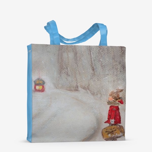 Сумка-шоппер «Зимний пейзаж Ребенок и Рождественское чудо Пастель»
