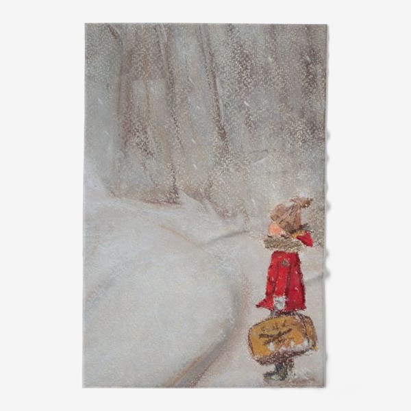 Полотенце «Зимний пейзаж Ребенок и Рождественское чудо Пастель»