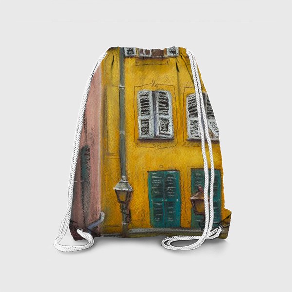 Рюкзак «Желтый дом в Венеции. Городской скетч. Архитектура Италии. Пастель»