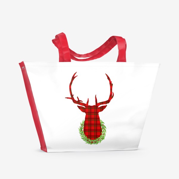 Пляжная сумка «Рождественский олень с венком»