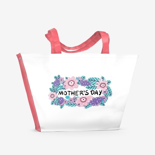 Пляжная сумка «День матери. Цветочная рамка с надписью день матери.»