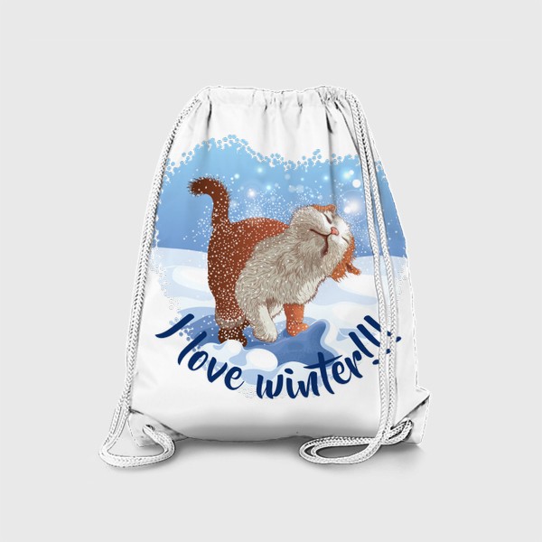 Рюкзак «Я люблю зиму! Кот в снегу»