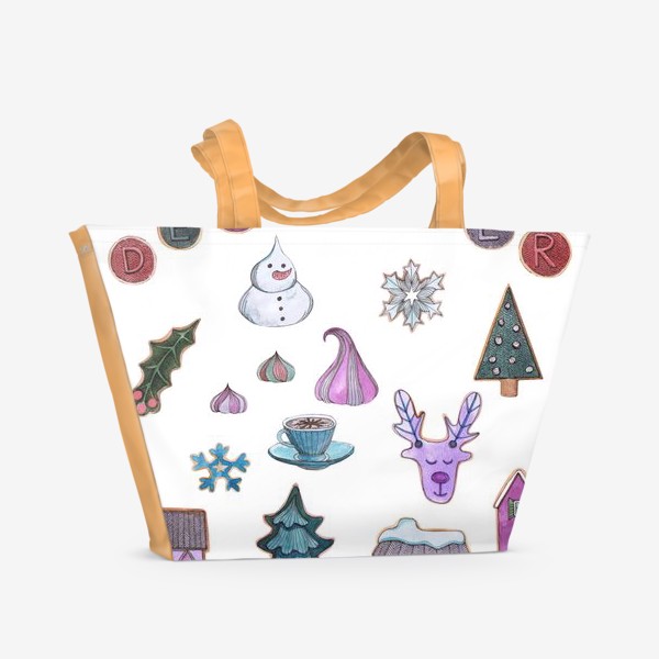 Пляжная сумка «Ретро Новый Год и Рождество»