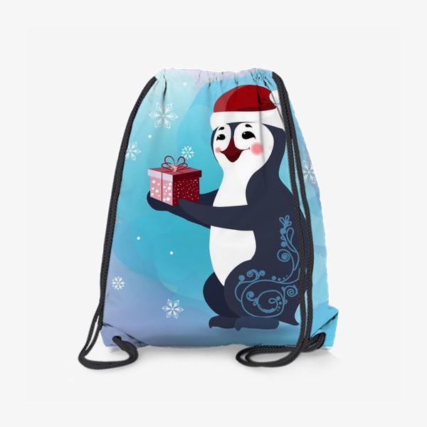 Рюкзак «Новогодний пингвин с подарочной коробкой. »