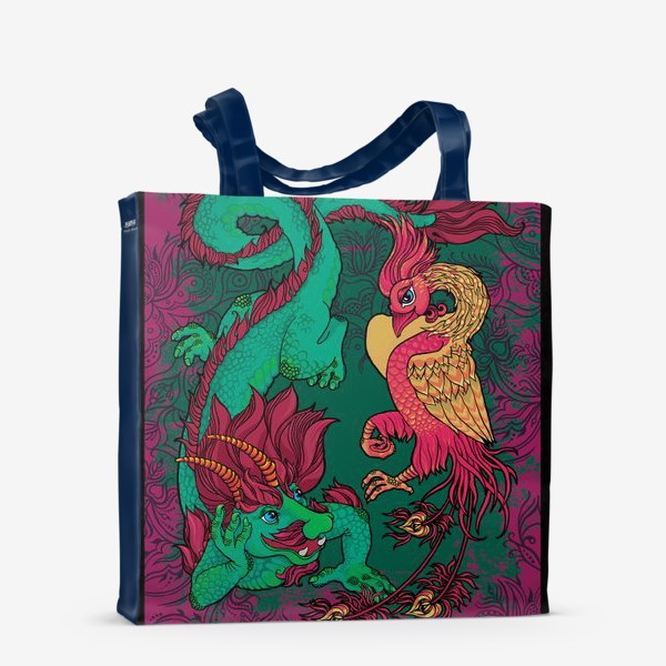 Сумка-шоппер «Дракон и Феникс. Китайские символы Семьи, Любви и Удачи»