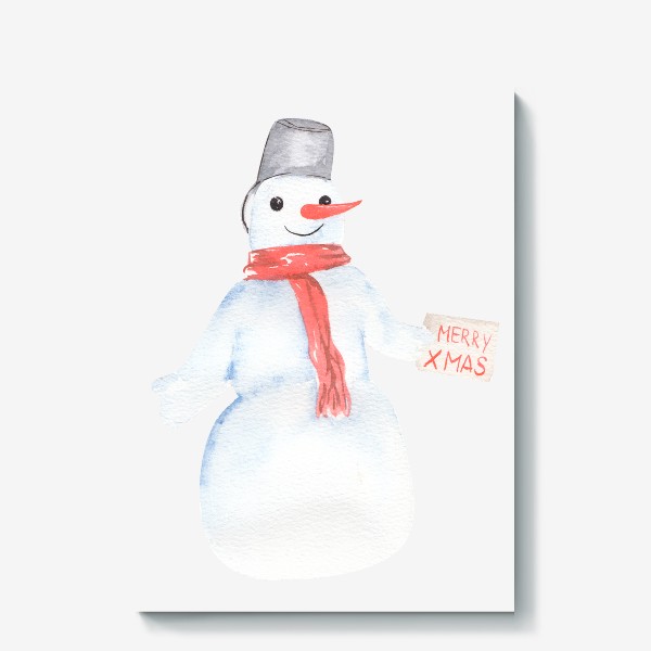 Холст &laquo;Снеговик с открыткой. Новый год&raquo;