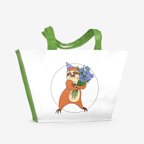 Пляжная сумка «Принт с забавным ленивцем в подарок»