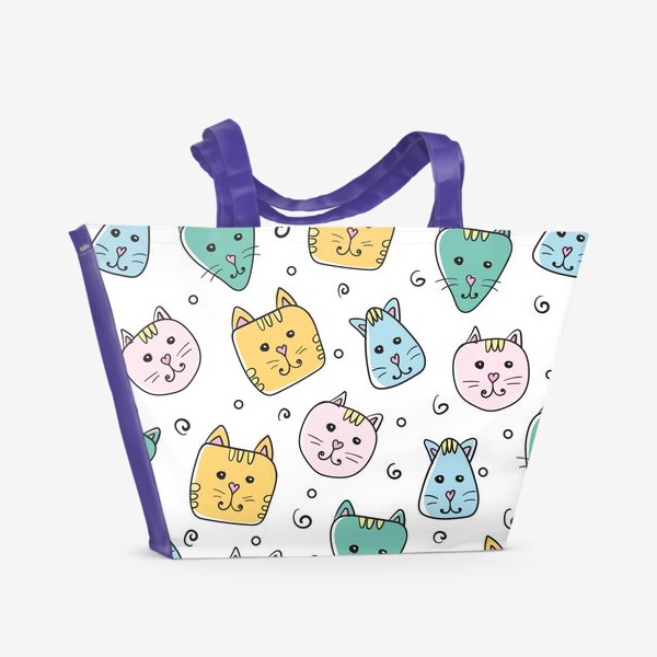 Пляжная сумка «Паттерн - Разноцветные котята»