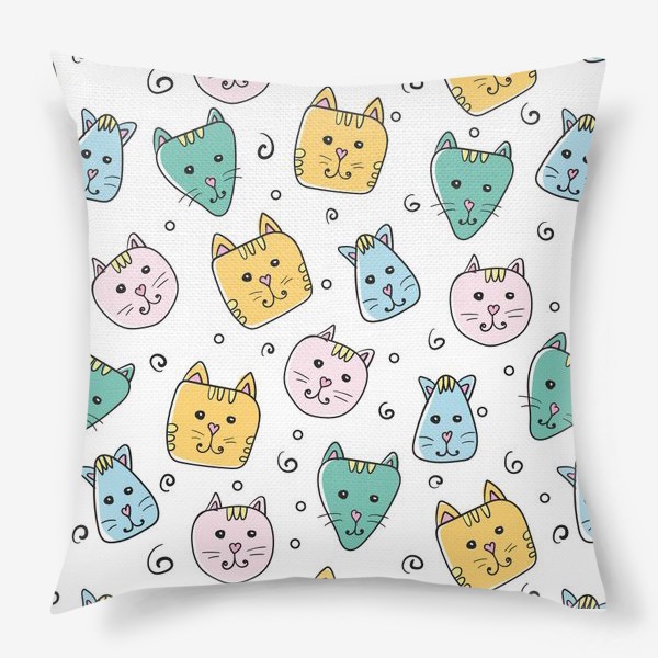 Подушка «Паттерн - Разноцветные котята»