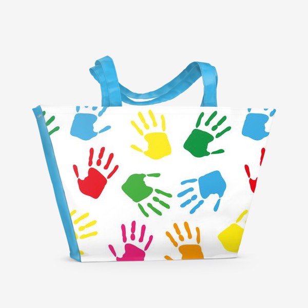 Пляжная сумка «Цветные ладони - Детский узор»