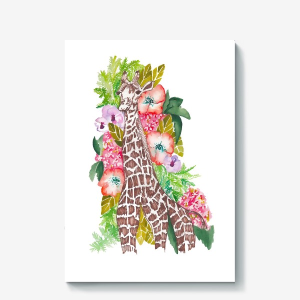 Холст «Жираф в цветах»
