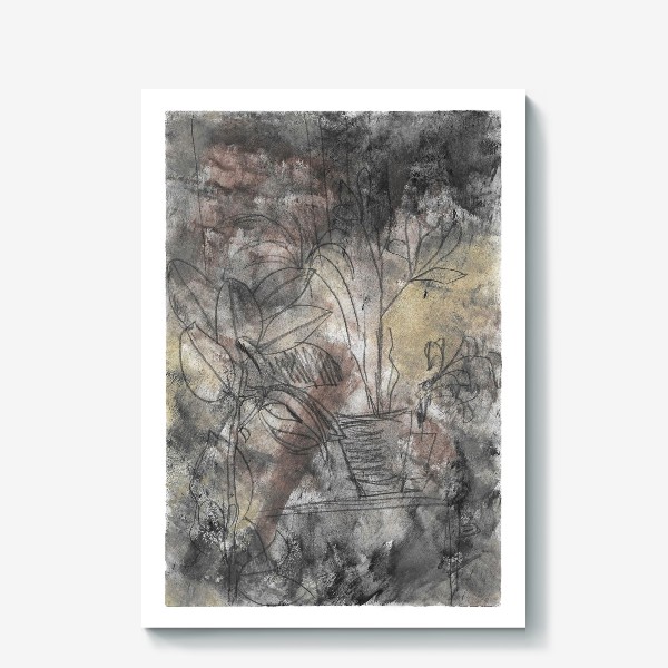 Холст &laquo;абстрактная гранжевая композиция, абстракция в нейтральных тонах, гранж&raquo;