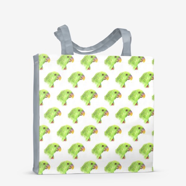 Сумка-шоппер «голова зеленого попугая, летний принт »