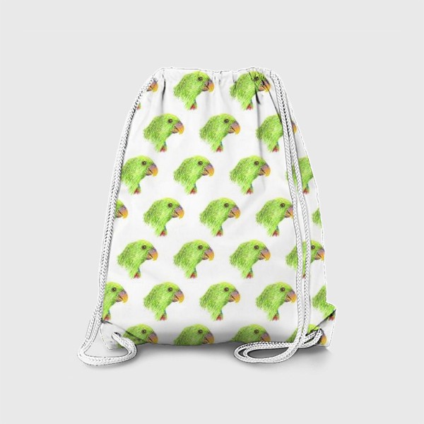 Рюкзак «голова зеленого попугая, летний принт »