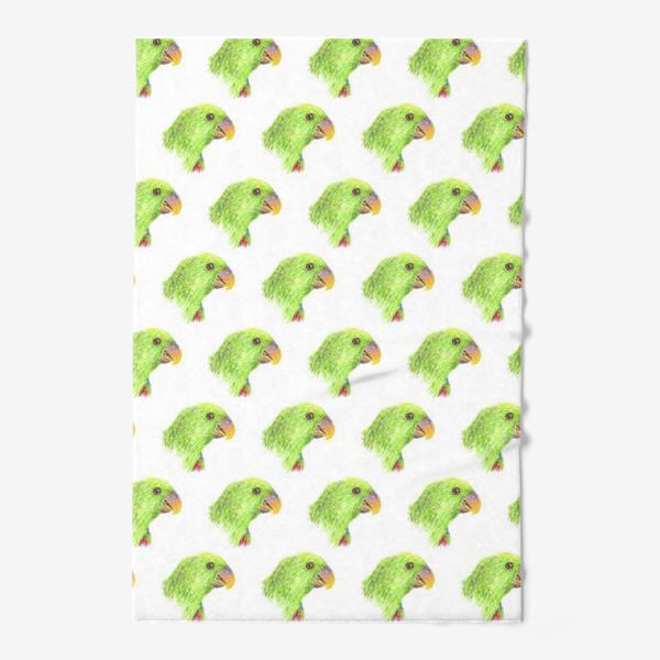 Полотенце «голова зеленого попугая, летний принт »
