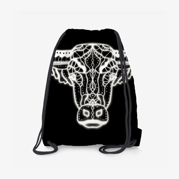 Рюкзак «Металический телец на чёрном фоне»