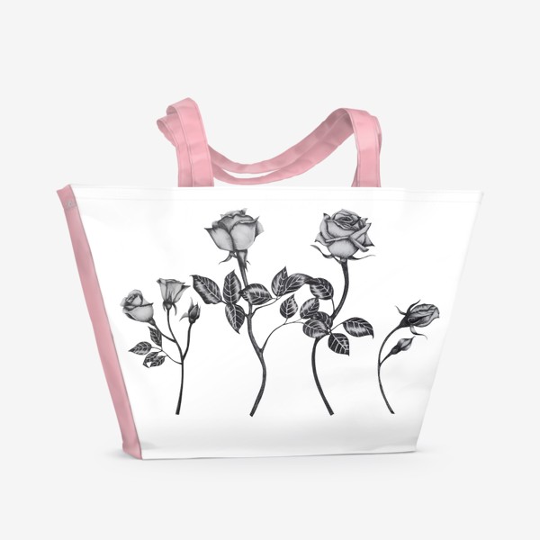 Пляжная сумка «Винтажные розы. Графика»
