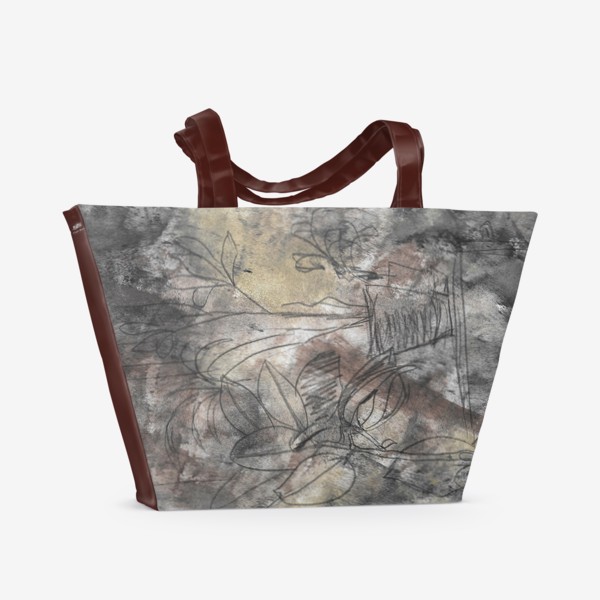 Пляжная сумка &laquo;абстрактная гранжевая композиция, абстракция в нейтральных тонах, гранж&raquo;