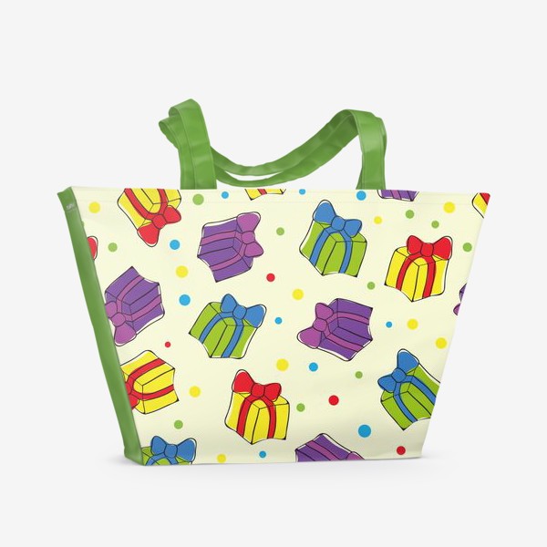 Пляжная сумка «Разноцветные подарки - Праздничный узор»