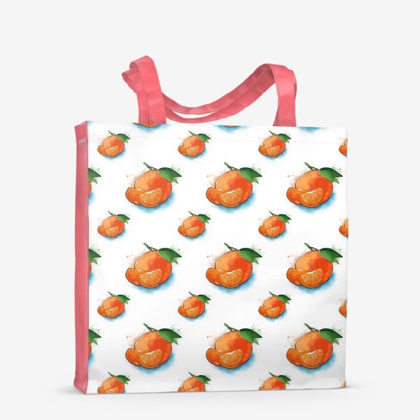 Сумка-шоппер «яркие мандарины с брызгами, принт на скатерть»