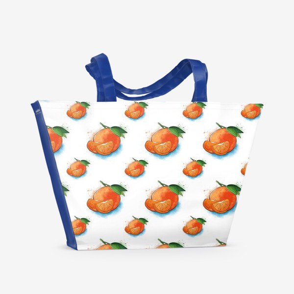 Пляжная сумка «яркие мандарины с брызгами, принт на скатерть»