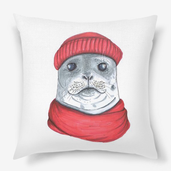 Подушка «Тюлень в шапке и шарфе»