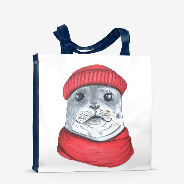 Сумка-шоппер «Тюлень в шапке и шарфе»