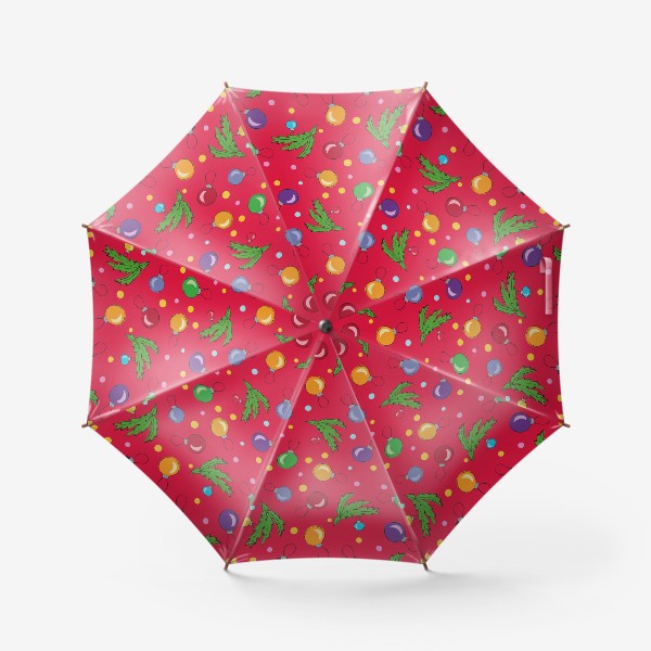 Зонт «Красный новогодний узор»