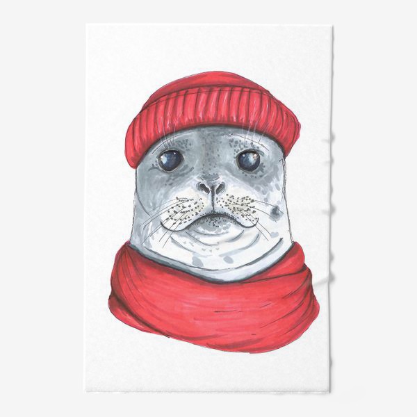 Полотенце «Тюлень в шапке и шарфе»