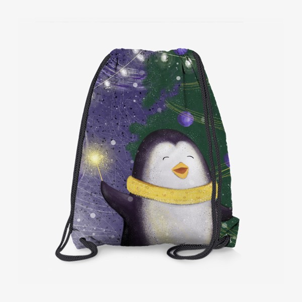 Рюкзак «Веселый пингвин праздник новый год рождество елка огни»