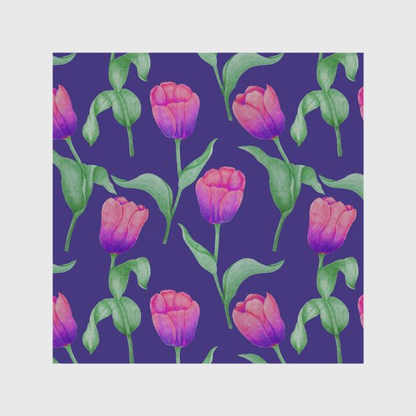 Шторы &laquo;Тюльпаны на фиолетовом фоне&raquo;