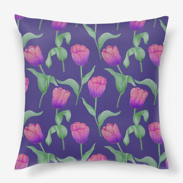 Подушка «Тюльпаны на фиолетовом фоне»