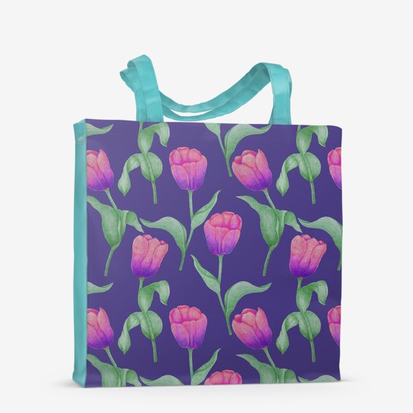 Сумка-шоппер «Тюльпаны на фиолетовом фоне»