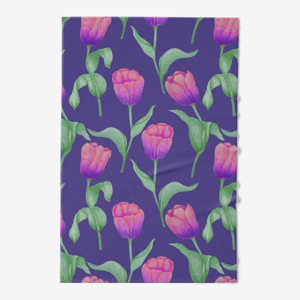 Полотенце «Тюльпаны на фиолетовом фоне»