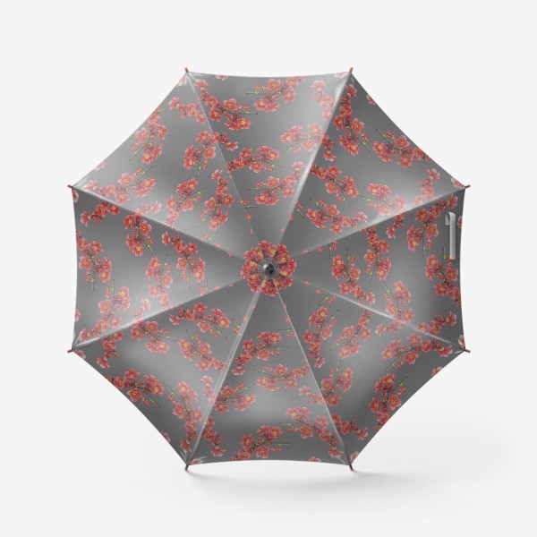 Зонт «Цветы айвы на сером фоне»