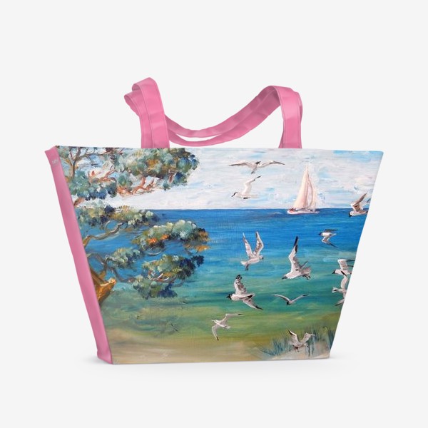 Пляжная сумка «Дюны, море, чайки»