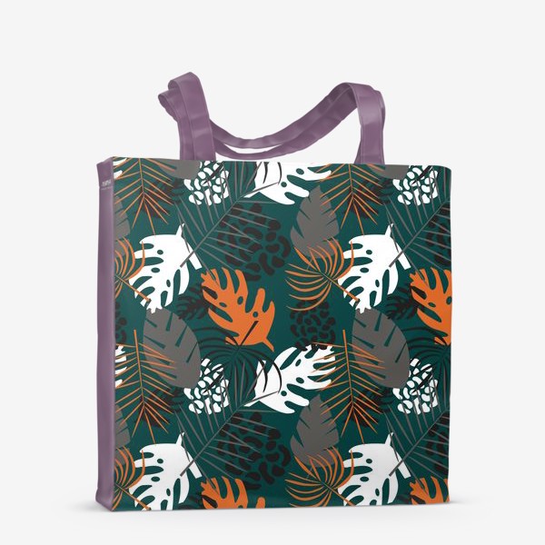 Сумка-шоппер «Паттерн Тропические листья на темно-зеленом фоне»